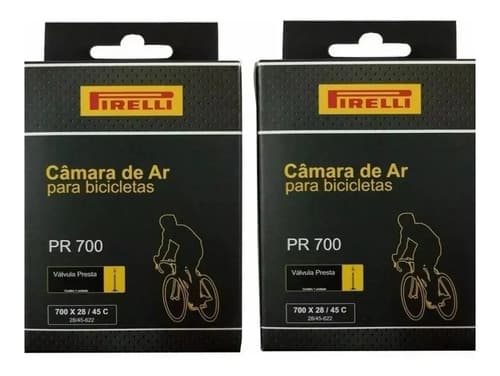 2 Câmara  Ar Bicicleta Aro 700x28/45c Pirelli 48mm Bico Fino Schrader