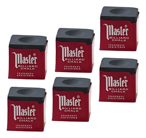 6 Giz Master Preto Para Bilhar / Sinuca / Snooker Preto