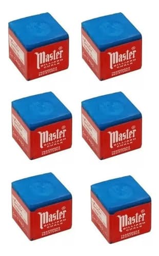 6 Giz Master Azul Para Bilhar / Sinuca / Snooker Azul