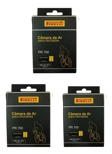 Kit 3 Câmara De Ar Aro 700x28/45c Pirelli 60mm Bico Fino Schrader